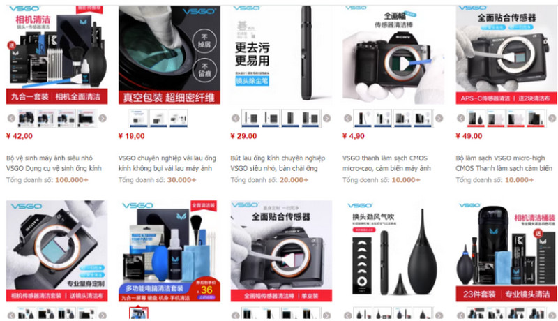 Shop order bộ vệ sinh máy ảnh Trung Quốc uy tín trên Taobao, Tmall