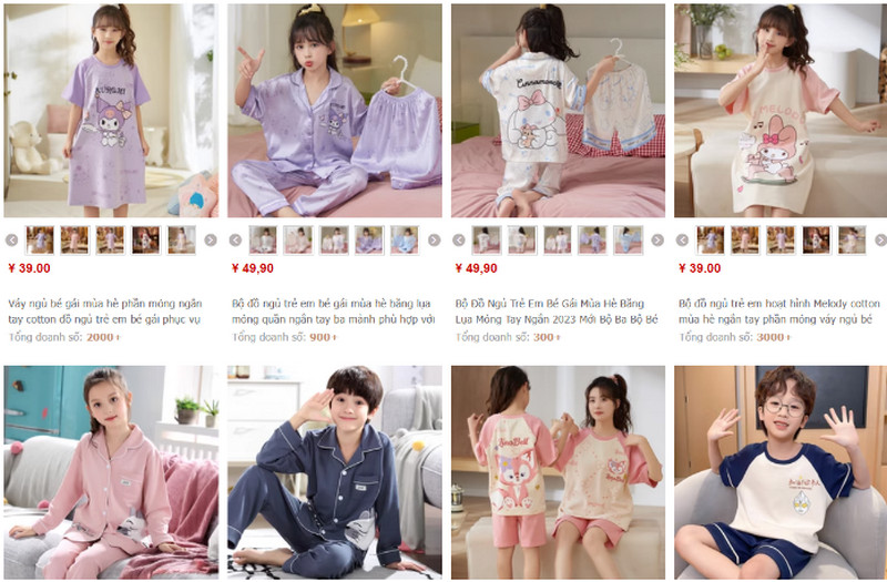 Shop order đồ ngủ cho bé Trung Quốc chất lượng trên Taobao, Tmall