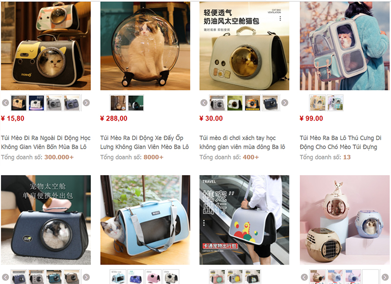  Shop nhập túi vận chuyển chó mèo Trung Quốc trên Taobao, Tmall